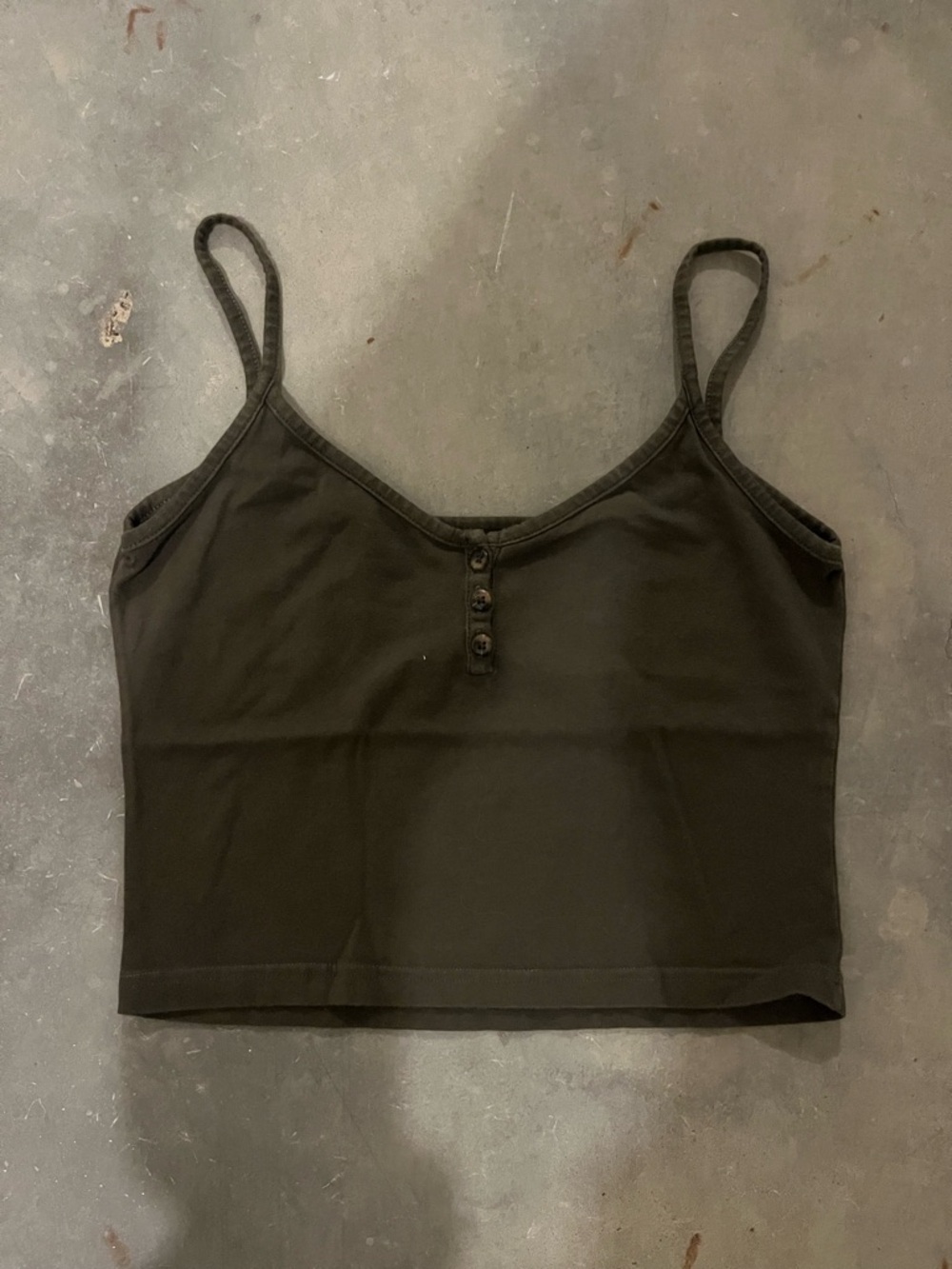Brandy Melville Charcoal Gray Spaghetti Strap Henley Crop